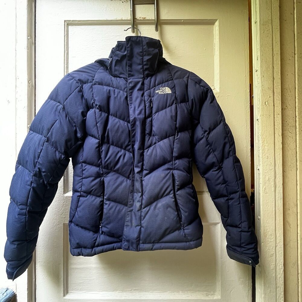 The North Face Goose Down Jacket XS Navy Puffer 600 Fill Hooded Coat Outdoors